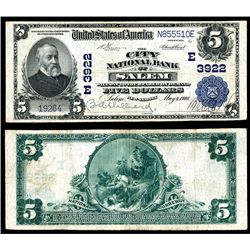 Salem, New Jersey, $5, 1902 Plain Back, Ch.#3922, Fr.#600.