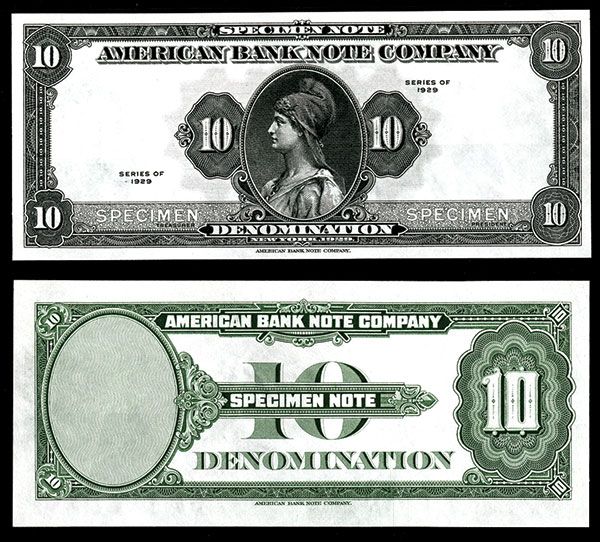 American Bank Note Co Tyvek Specimen Note, ND (ca.1980's)