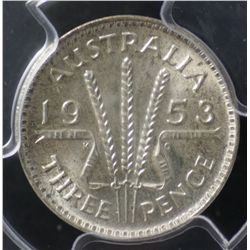 1953 Threepence PCGS MS64