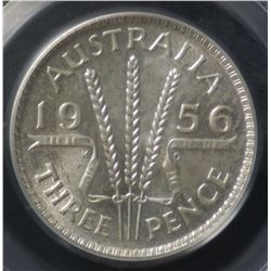 1956 Threepence PCGS MS64
