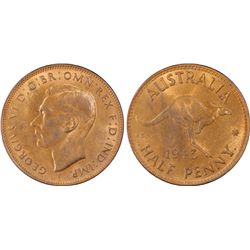 1943I Halfpenny PCGS MS64 RB