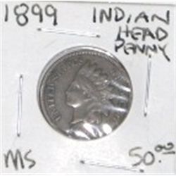 1899 INDIAN HEAD PENNY RED BOOK VALUE IS $50.00+ *NICE EARLY MS HIGH GRADE PENNY*!!