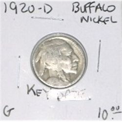 1920-D BUFFALO NICKEL RED BOOK VALUE IS $10.00+ *NICE EARLY GOOD GRADE NICKEL*!!