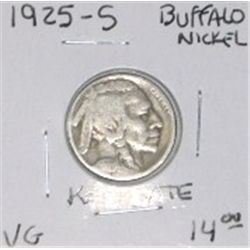 1925-S BUFFALO NICKEL RED BOOK VALUE IS $14.00+ *NICE KEY DATE EARLY VERY GOOD GRADE NICKEL*!!