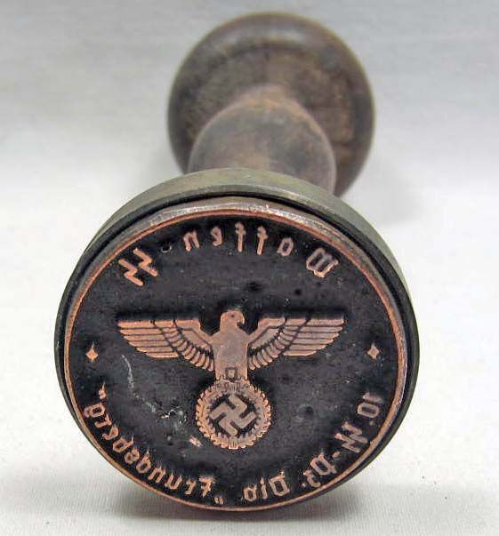 GERMAN NAZI WAX SEAL / RUBBER STAMP W/ WOOD HANDLE