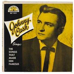 Johnny Cash: Sun Studios vinyl records including 'Now Here's Johnny Cash'