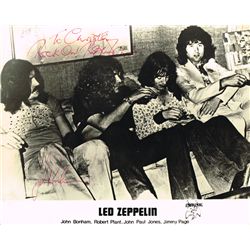Led Zeppelin: Robert Plant and John Bonham autographs on a band photograph