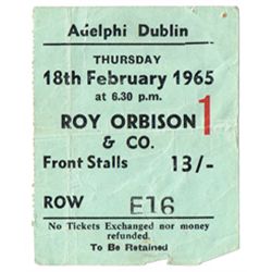 Roy Orbison: Adelphi Dublin performance ticket 18 February 1965