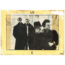 U2: Island Records promotional card autographed by all four band members