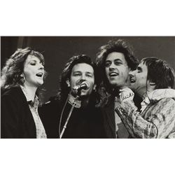 Self Aid 1986: Performance photograph signed by Bono, Chris de Burgh and Moya Brennan