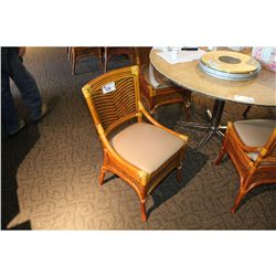 RATTAN  DINING CHAIR WITH LEATHER SEAT