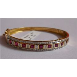 12.267g Bracelet in 14kt 11.728g Gold,0.79 Ctw Diamond,1.93 Ctw Ruby