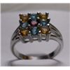 Image 1 : 6.050g Ring of Citrine,Blue Topaz and Garnet in Silver
