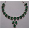 Green Onex and CZ 35.900g Necklace in Silver