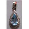 Blue Topaz and CZ 3.400g Pendant Sterling Silver