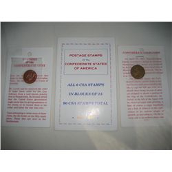 Confederate Re-Strike Coins Lot Of (2) / Set Reproduction Confederate Stamps