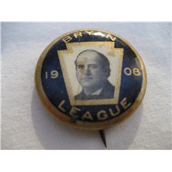Rare Authentic 1908 Bryan League political pinback pin campaign