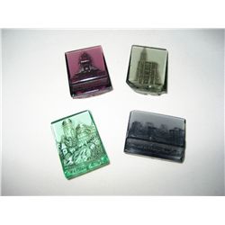 (Lot of 4) WWII German WHW Glass German Monuments tinnies ( chips to glass)