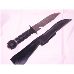 Vintage Stainless Steel Survival Knife Marked Twain w/ Sheath