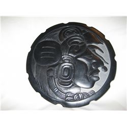 Indian Black Carved Stone Central American Maya Kinich Ahay “SUN GOD” Art