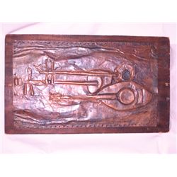 Folk Art 1965 Hammered Copper on Wood Board Design of Instruments