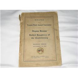 1918 Daughters Of The Confederacy Third Annual Convention book 326 pages (rips, tears, loose cover, 