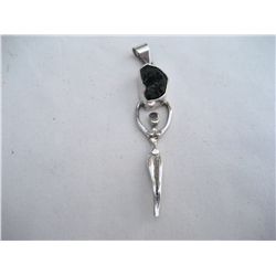 Sterling Silver signed Charles Albert Nude Goddess pendant with stone, approx: 2.5” long with clasp