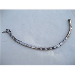 Sterling Silver Bracelet w/ White Stones