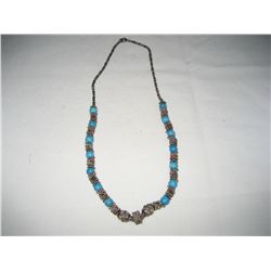 Silver Malachite Beaded Necklace
