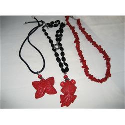 Lot of (3) Coral Necklaces