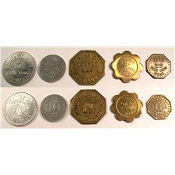 Deer Lodge. Quintet of Tokens
