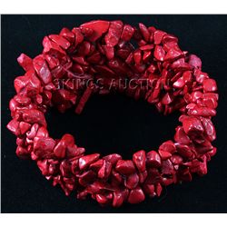 262.1CTW 8" CORAL RED CHIPPED STONE BRACELET PHILIPPINE