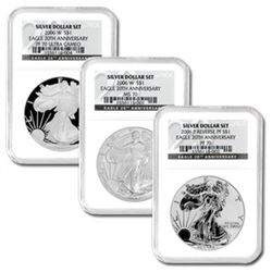 2006-W (3 Coin) Silver Eagle Set MS-70 & PF-70 NGC Regi