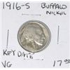 Image 1 : 1916-S BUFFALO NICKEL RED BOOK VALUE IS $17.00+ *NICE KEY DATE EARLY VERY GOOD GRADE NICKEL*!!