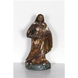 Religious Figure III, Hand-Carved and Painted Wood Sculpture