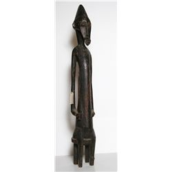 African Warrior, Carved Wood and Paint Sculpture