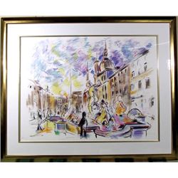 Wayne Ensrud, Piazza Navonna, Rome, Lithograph