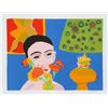 Image 1 : John Grillo, Woman with Flowers, Silkscreen