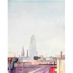 Ambrose, Untitled - Cityscape, Watercolor