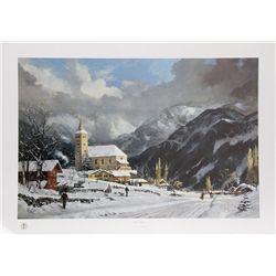 Thomas Kinkade, Winter Chapel, Offset Lithograph