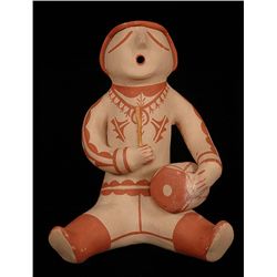 Santo Domingo Pottery Doll by Marie Coriz - Signed - 1982  7" H.  Good Condition
