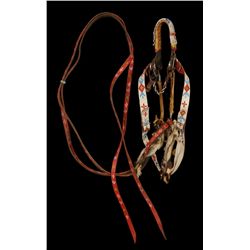 Beaded and Hand Painted Horse Bridle with Painted Reins  Good Condition