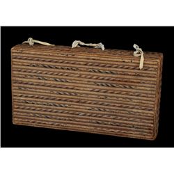 Deaccessioned Glenbow Museum - Mt Currie Basketry Suitcase  20 1/2"x 11"  5 1/2"  W.  Good Condition