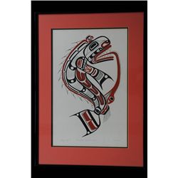 Tony Hunt Serigraph "Southern Kwa-Gulth Eel"  '75  120/202  17"x 24" Framed  Fine Condition