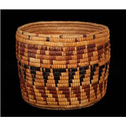 Fully Imbricated Lillooet Basket 10" D. 8 1/2" H.  Good Condition with Stain Inside Bottom