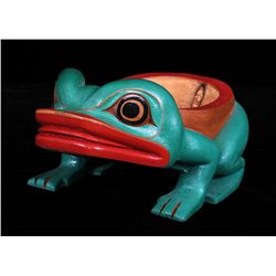 Northwest Coast Red Cedar Frog Bowl 10 1/2" L. 7" W.  Good Condition