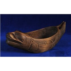 Haida Seal Bowl Signed R.B. Jackson 1975 - Carved Maple Wood 12 1/4" L. 4 3/4" W.  Good Condition