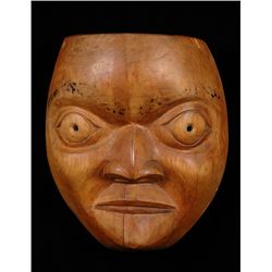 Tsimshian Dance Mask with Traces of Pigment on Eyebrows ca. 1940's 10" H. 8 3/4" W.  Good Condition