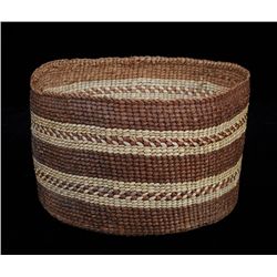 Tsimshian Plaited Cedar Basket 9 1/2" D. 6" H.  Good Condition