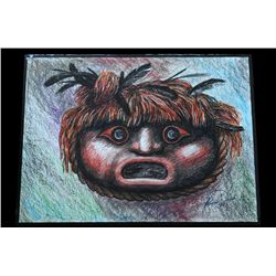 Beau Dick Original Crayon Drawing of a Bukwus 22"x 30"  Fine Condition